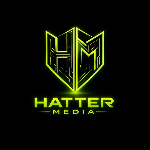 Hatter Media logo: neon green HM shield above the Hatter Media wordmark